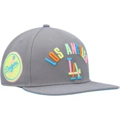 Men's Los Angeles Dodgers Pro Standard Gray Washed Neon Snapback Hat