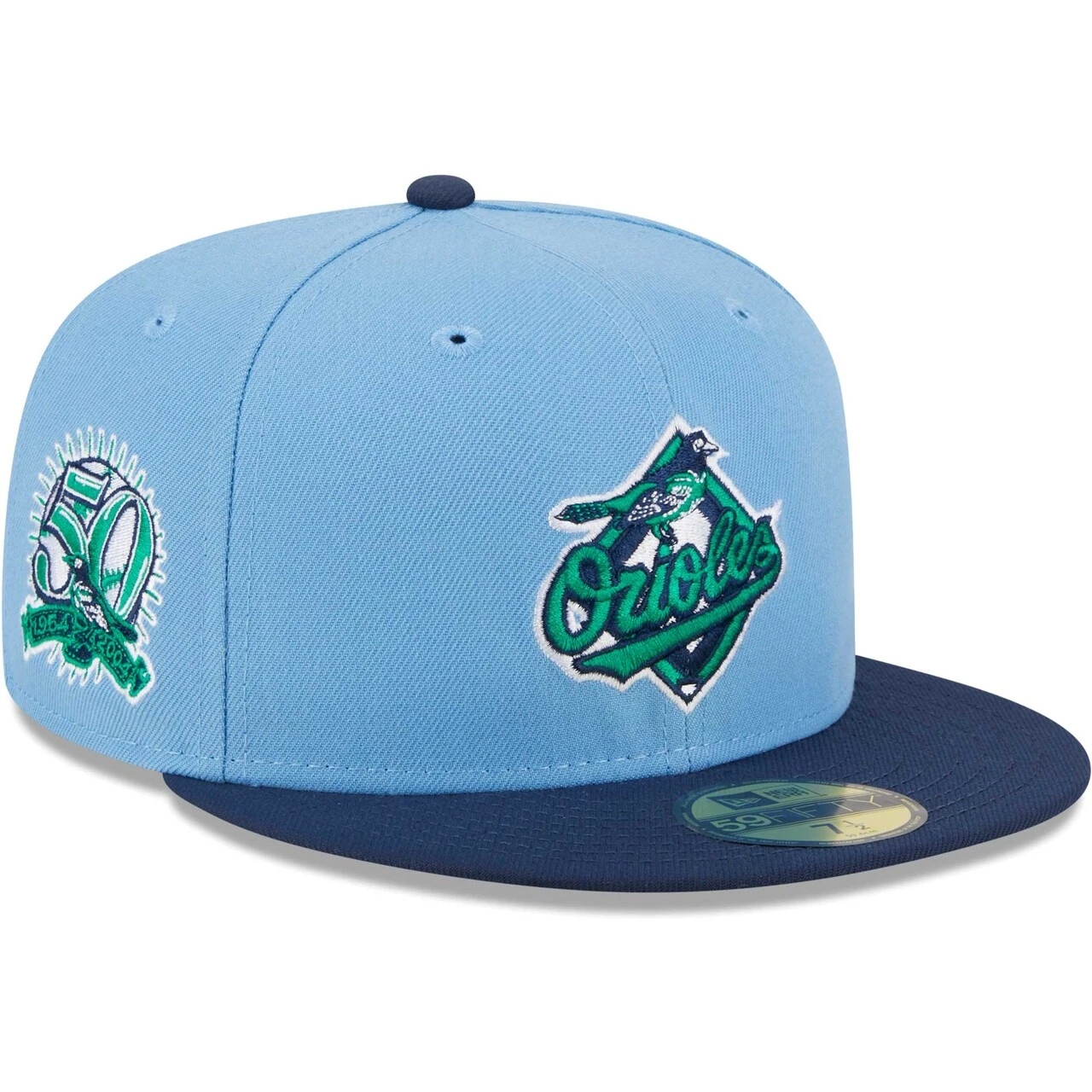 Men's Baltimore Orioles New Era Light Blue/Navy Green Undervisor 59FIFTY Fitted Hat 1 Men's Baltimore Orioles New Era Light Blue/Navy Green Undervisor 59FIFTY Fitted Hat