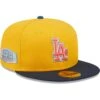 Men's Los Angeles Dodgers New Era Gold/Navy Dodger Stadium Azure Undervisor 59FIFTY Fitted Hat