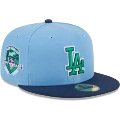 Men's Los Angeles Dodgers New Era Light Blue/Navy Green Undervisor 59FIFTY Fitted Hat
