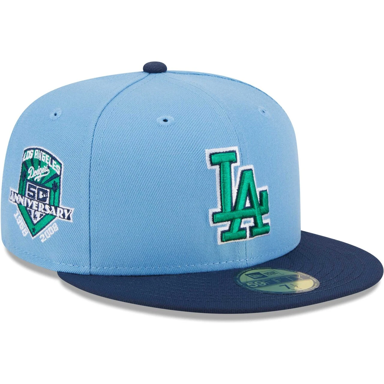 Men's Los Angeles Dodgers New Era Light Blue/Navy Green Undervisor 59FIFTY Fitted Hat 1 Men's Los Angeles Dodgers New Era Light Blue/Navy Green Undervisor 59FIFTY Fitted Hat