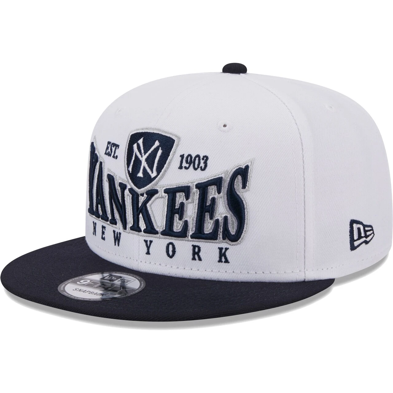 Men's New York Yankees New Era White/Navy Crest 9FIFTY Snapback Hat 1 Men's New York Yankees New Era White/Navy Crest 9FIFTY Snapback Hat