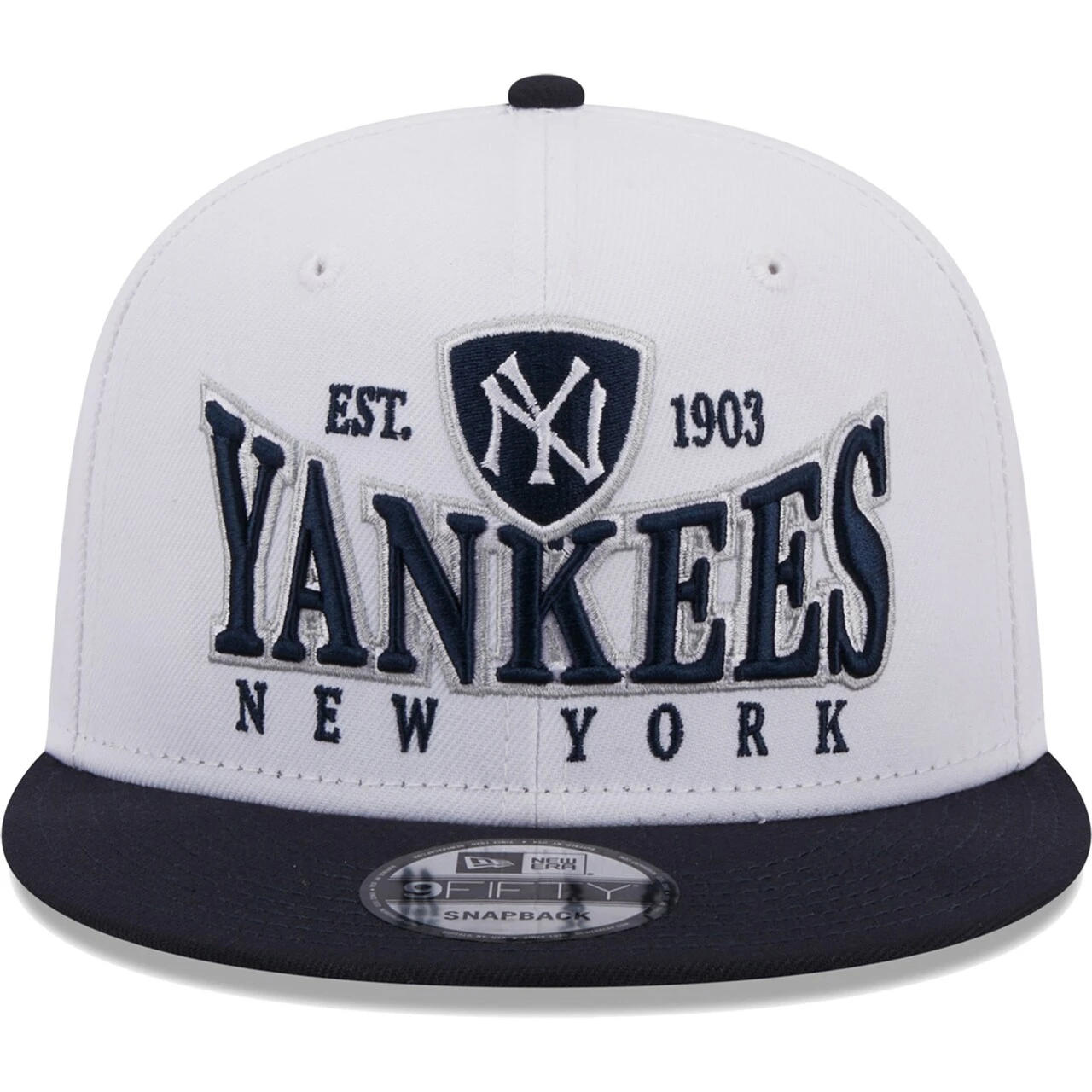 Men's New York Yankees New Era White/Navy Crest 9FIFTY Snapback Hat 2 Men's New York Yankees New Era White/Navy Crest 9FIFTY Snapback Hat - Image 2
