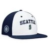 Men's Seattle Mariners Fanatics Branded White/Navy Iconic Color Blocked Fitted Hat