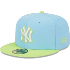 Men's New York Yankees New Era Light Blue/Neon Green Spring Color Two-Tone 59FIFTY Fitted Hat