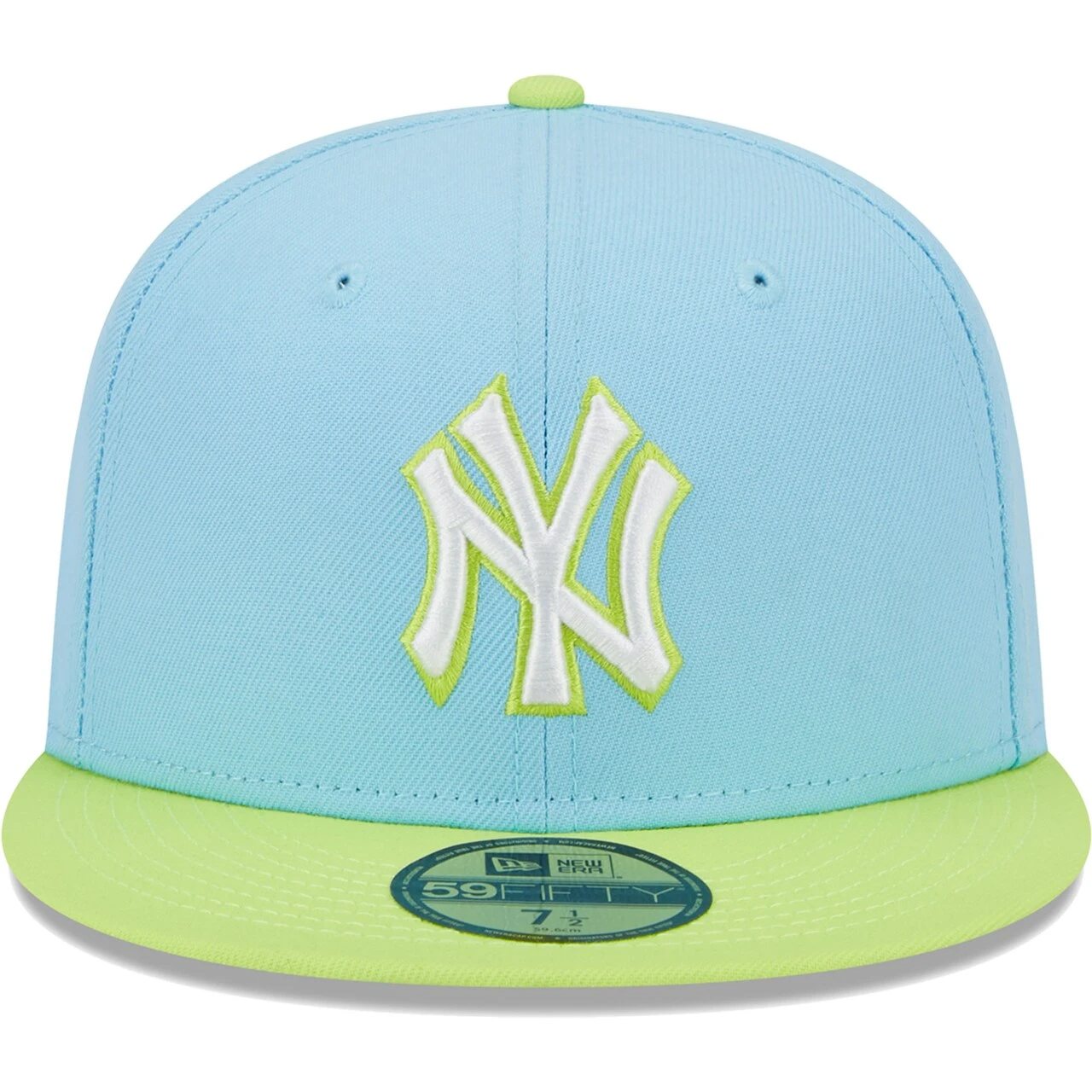 Men's New York Yankees New Era Light Blue/Neon Green Spring Color Two-Tone 59FIFTY Fitted Hat 2 Men's New York Yankees New Era Light Blue/Neon Green Spring Color Two-Tone 59FIFTY Fitted Hat - Image 2