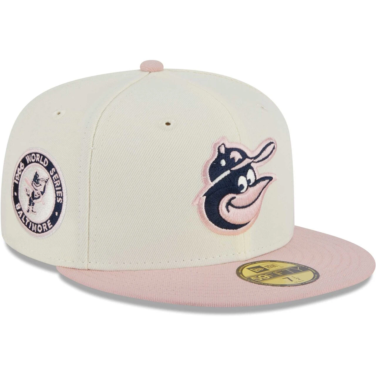 Men's Baltimore Orioles New Era White/Pink Chrome Rogue 59FIFTY Fitted Hat 1 Men's Baltimore Orioles New Era White/Pink Chrome Rogue 59FIFTY Fitted Hat
