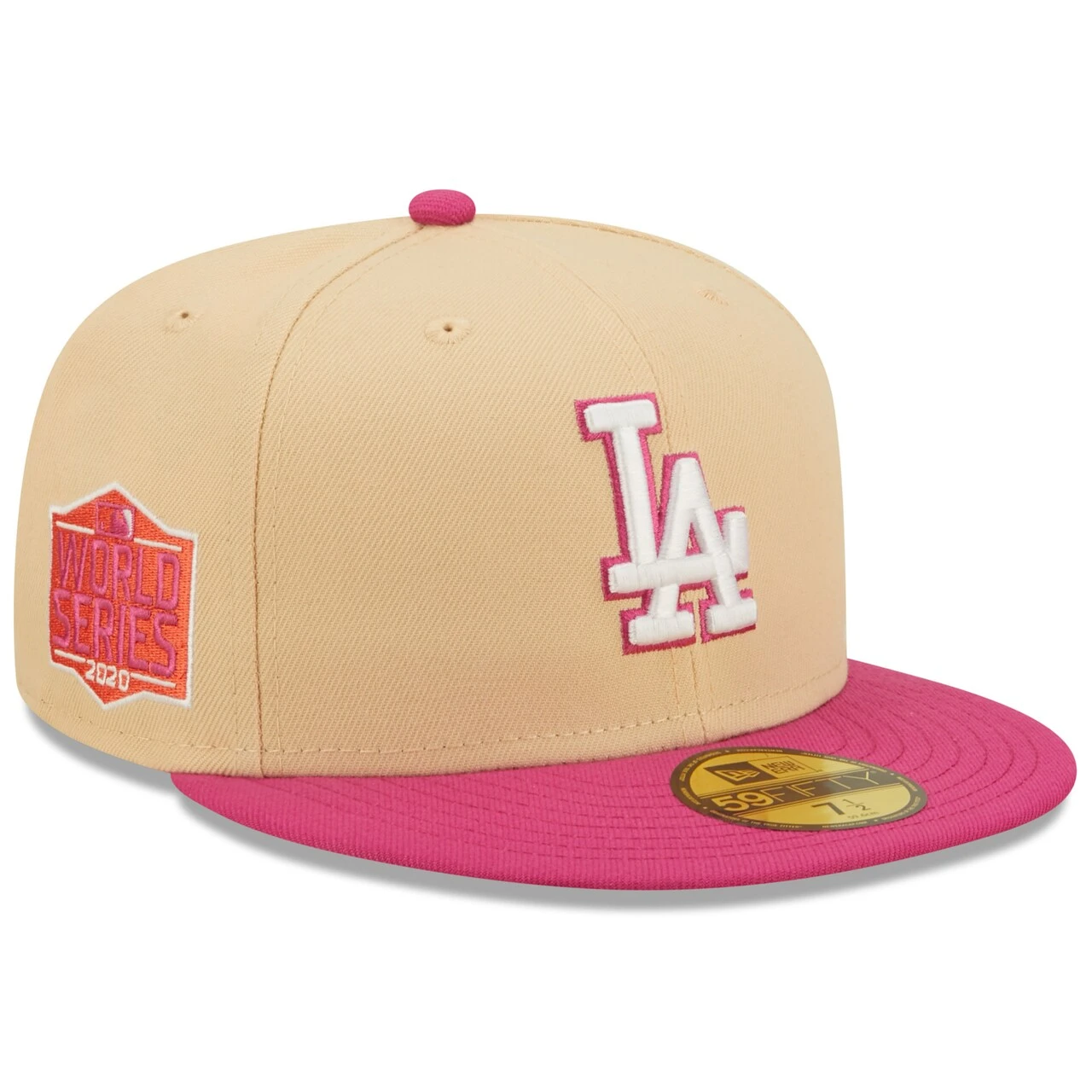 Men's Los Angeles Dodgers New Era Orange/Pink 2020 World Series Mango Passion 59FIFTY Fitted Hat 1 Men's Los Angeles Dodgers New Era Orange/Pink 2020 World Series Mango Passion 59FIFTY Fitted Hat