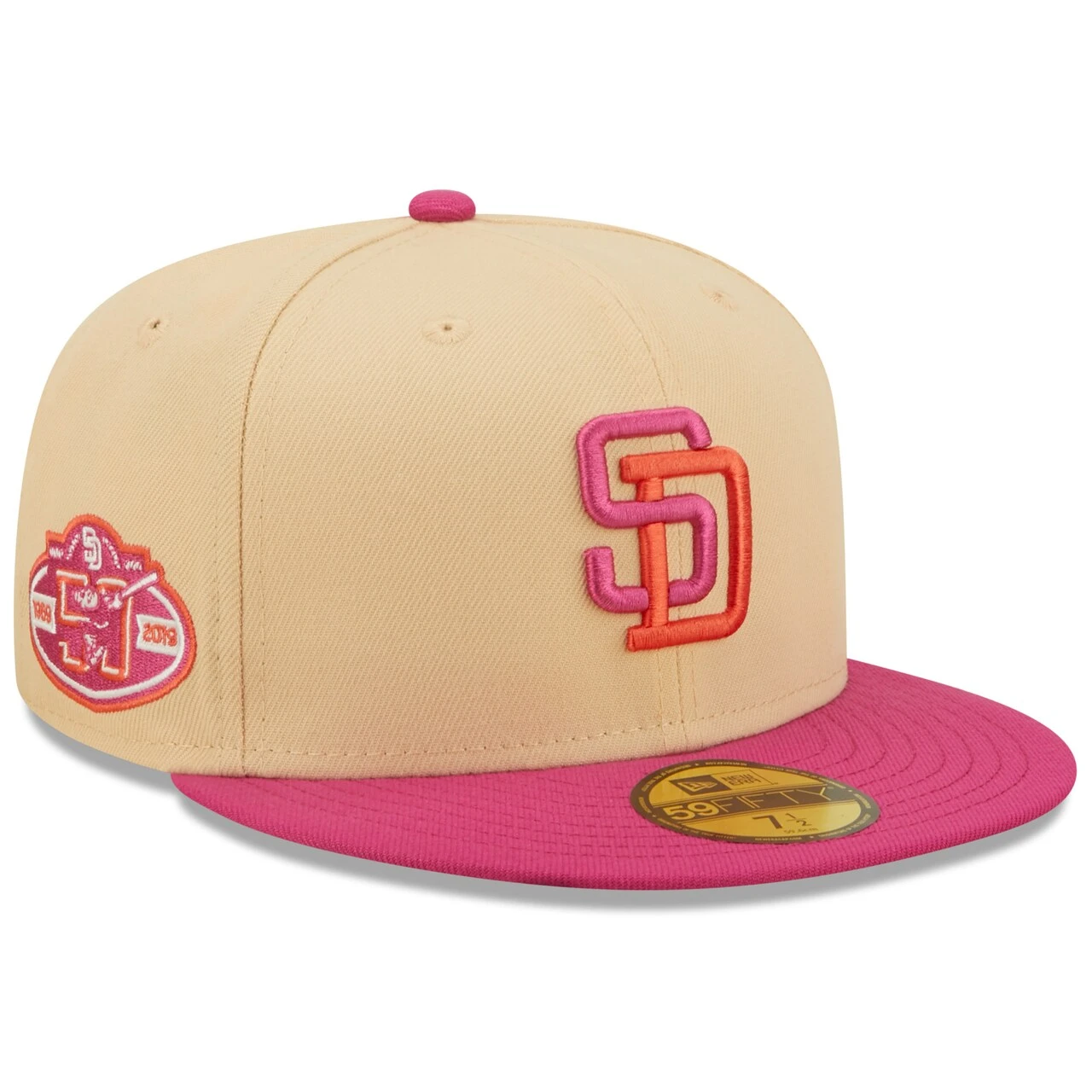 Men's San Diego Padres New Era Orange/Pink 50th Anniversary Mango Passion 59FIFTY Fitted Hat 1 Men's San Diego Padres New Era Orange/Pink 50th Anniversary Mango Passion 59FIFTY Fitted Hat