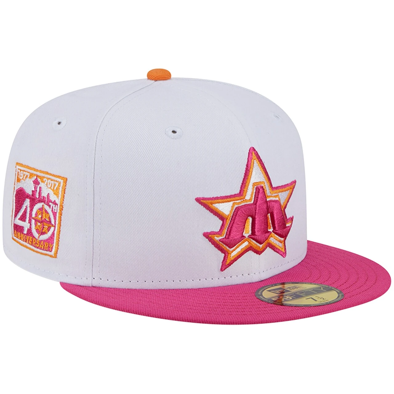Men's Seattle Mariners New Era White/Pink 40th Team Anniversary 59FIFTY Fitted Hat 1 Men's Seattle Mariners New Era White/Pink 40th Team Anniversary 59FIFTY Fitted Hat