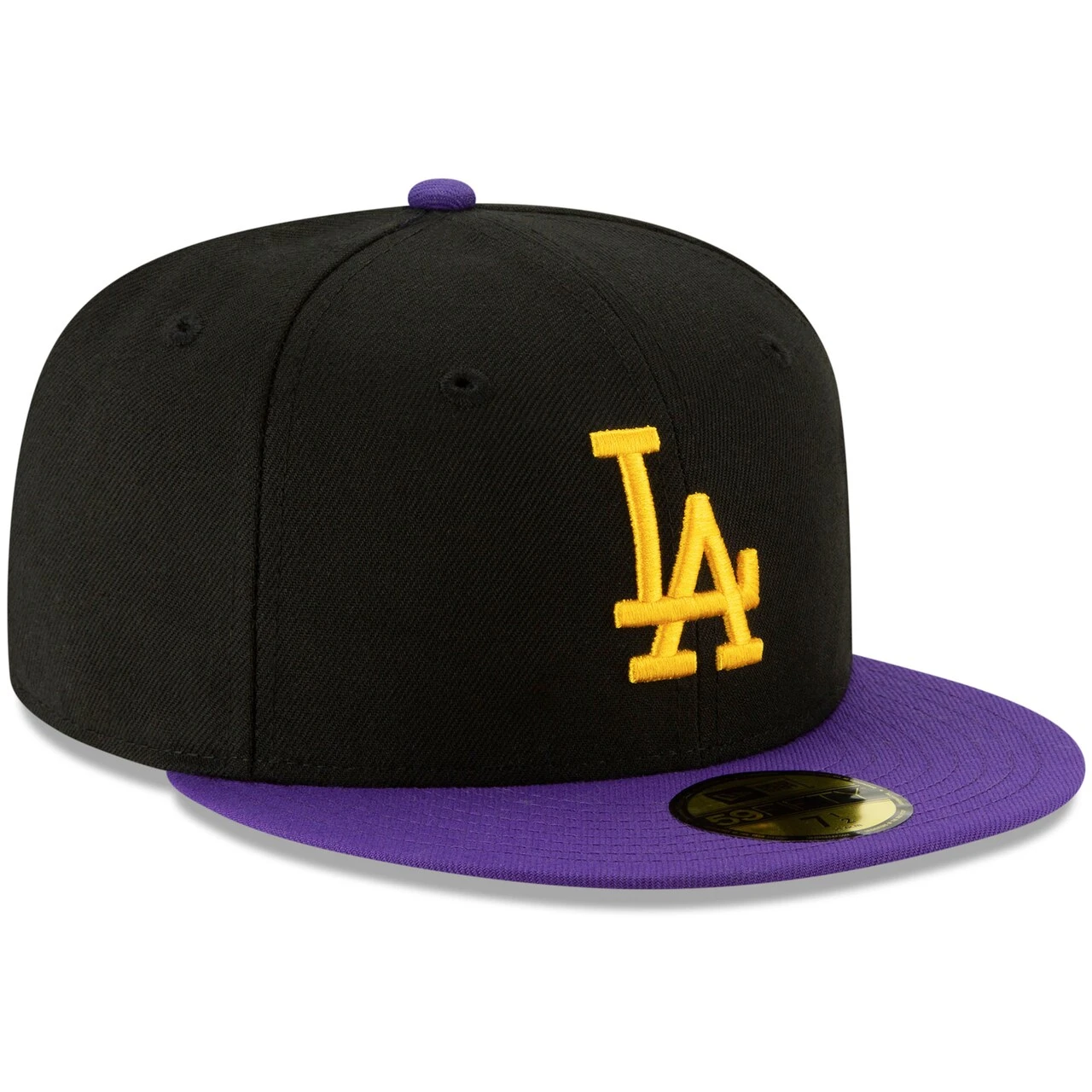 Men's LA New Era Black/Purple Crossover 59FIFTY Hat 3 Men's LA New Era Black/Purple Crossover 59FIFTY Hat - Image 3