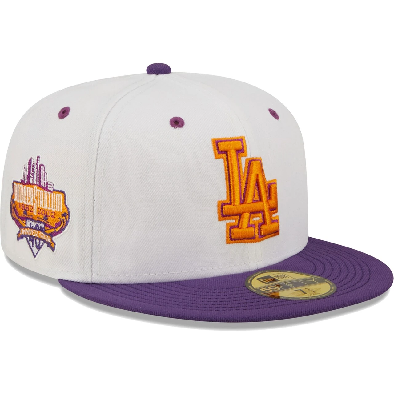 Men's Los Angeles Dodgers New Era White/Purple 40th Anniversary At Dodger Stadium Grape Lolli 59FIFTY Fitted Hat 1 Men's Los Angeles Dodgers New Era White/Purple 40th Anniversary At Dodger Stadium Grape Lolli 59FIFTY Fitted Hat