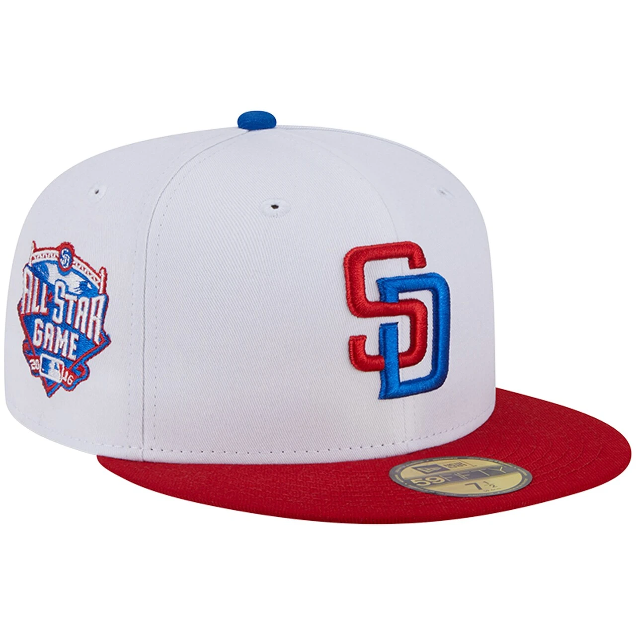 Men's San Diego Padres New Era White/Red Undervisor 59FIFTY Fitted Hat 1 Men's San Diego Padres New Era White/Red Undervisor 59FIFTY Fitted Hat