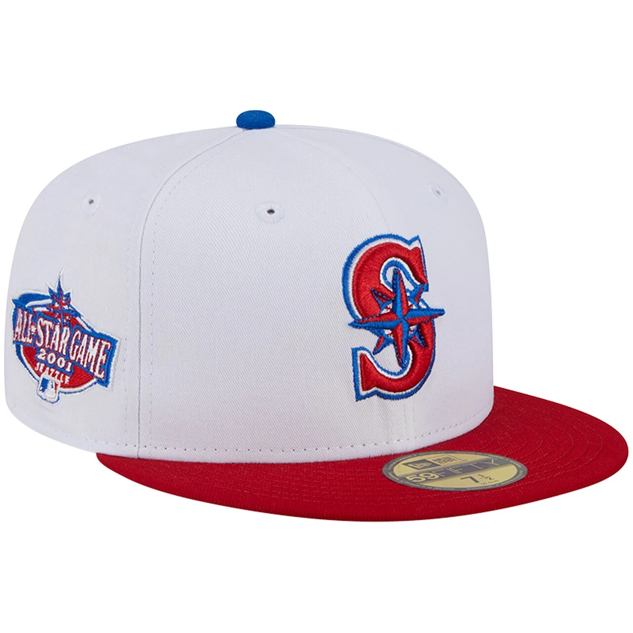 Men's Seattle Mariners New Era White/Red Undervisor 59FIFTY Fitted Hat 1 Men's Seattle Mariners New Era White/Red Undervisor 59FIFTY Fitted Hat