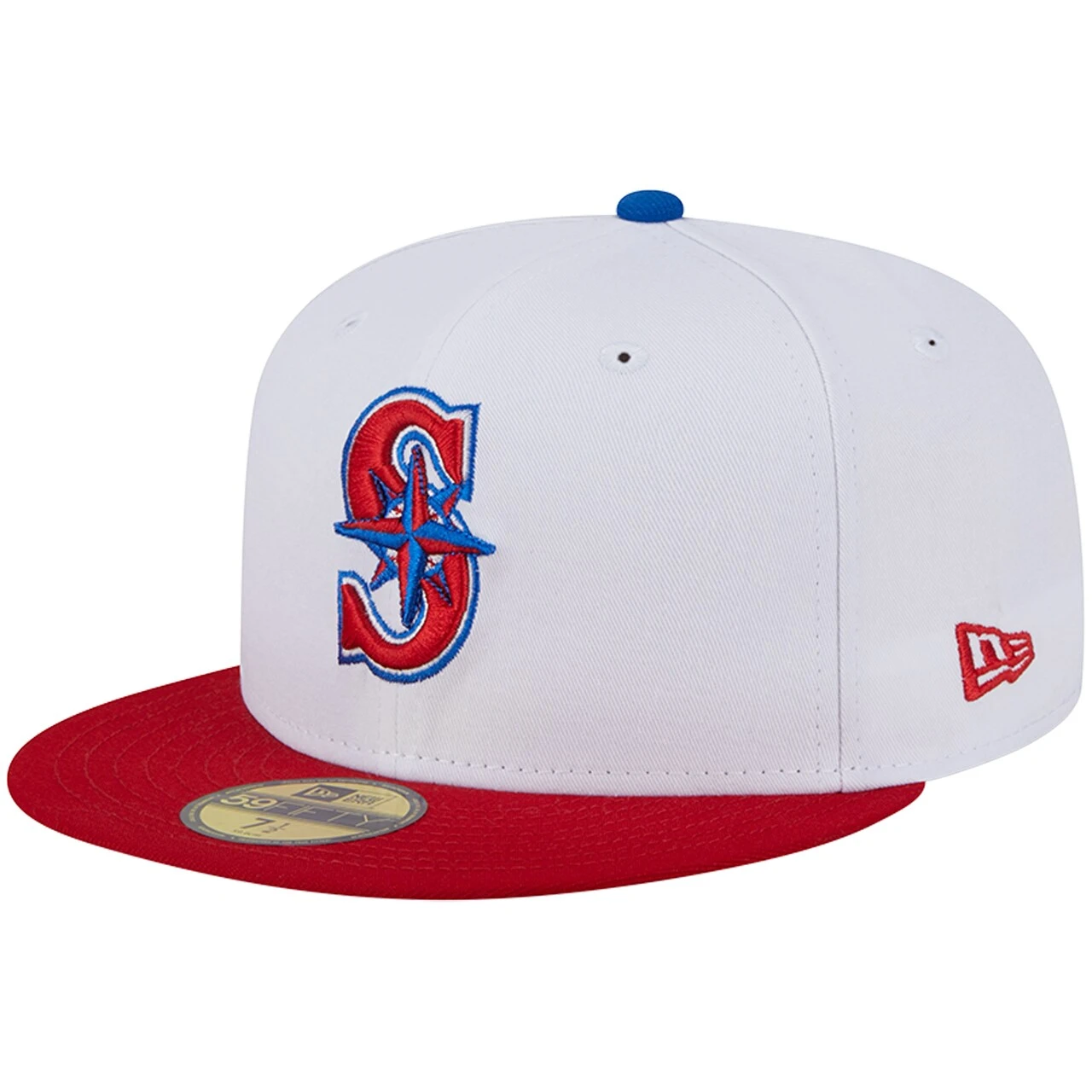 Men's Seattle Mariners New Era White/Red Undervisor 59FIFTY Fitted Hat 3 Men's Seattle Mariners New Era White/Red Undervisor 59FIFTY Fitted Hat - Image 3