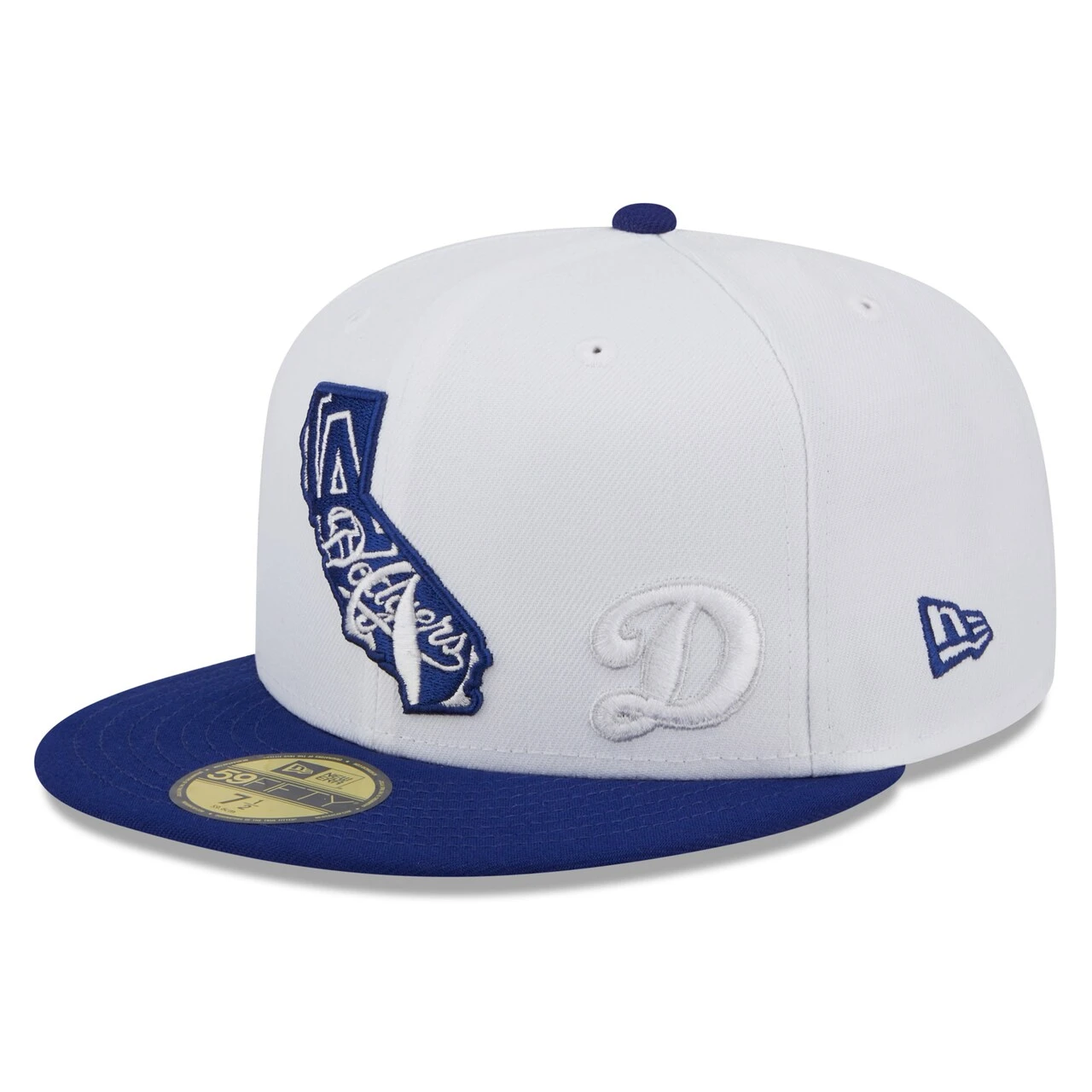 Men's Los Angeles Dodgers New Era White/Royal State 59FIFTY Fitted Hat 1 Men's Los Angeles Dodgers New Era White/Royal State 59FIFTY Fitted Hat