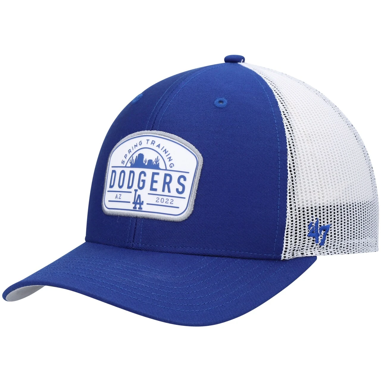 Men's Los Angeles Dodgers '47 Royal/White 2022 Spring Training Panorama Trucker Snapback Hat 1 Men's Los Angeles Dodgers '47 Royal/White 2022 Spring Training Panorama Trucker Snapback Hat