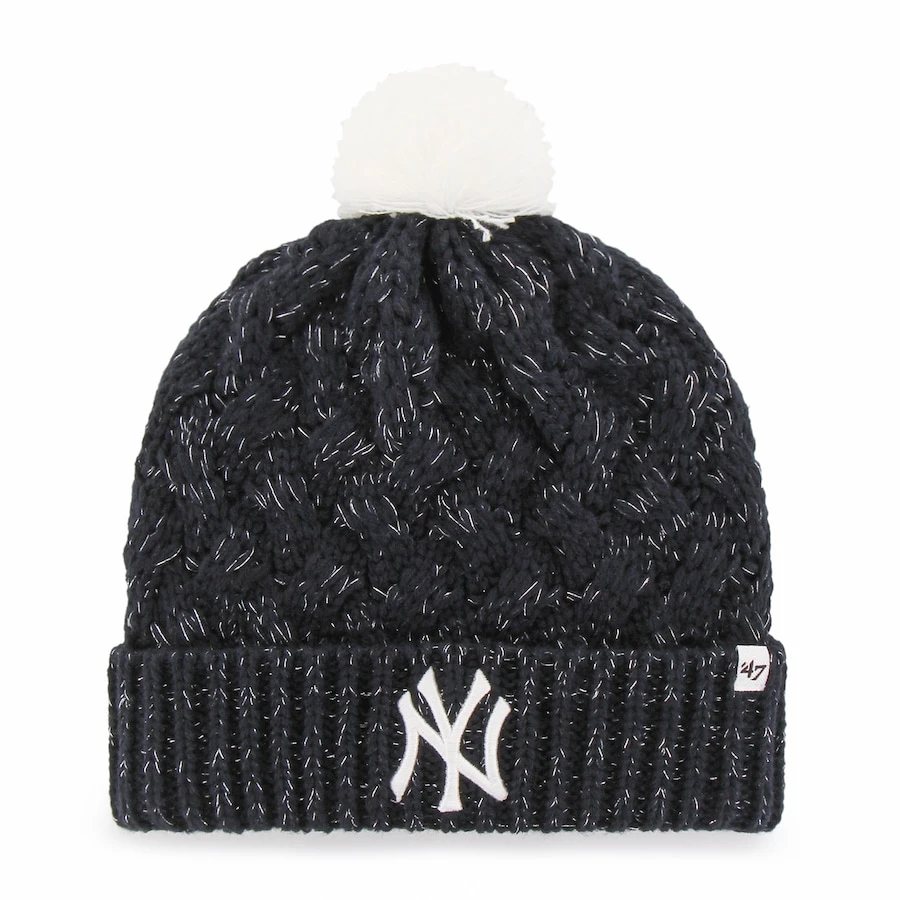 Women's New York Yankees '47 Navy Knit Cuffed Hat With Pom 1 Women's New York Yankees '47 Navy Knit Cuffed Hat With Pom
