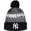Youth New York Yankees New Era Navy Striped Cuffed Knit Hat With Pom
