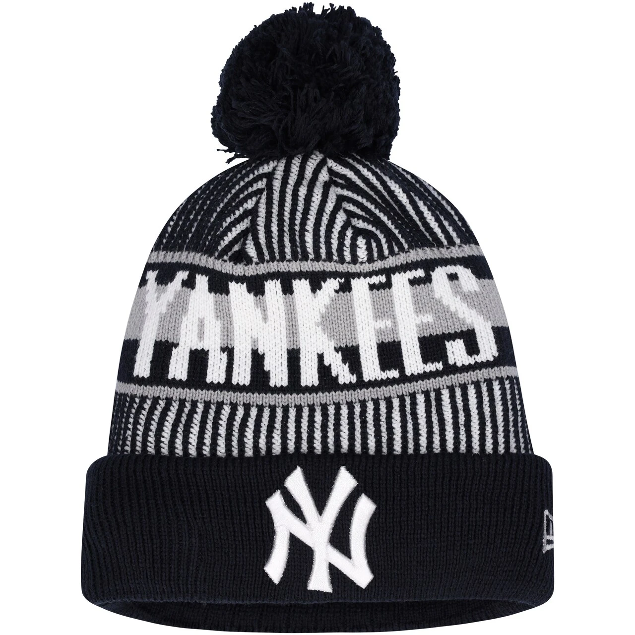 Youth New York Yankees New Era Navy Striped Cuffed Knit Hat With Pom 1 Youth New York Yankees New Era Navy Striped Cuffed Knit Hat With Pom
