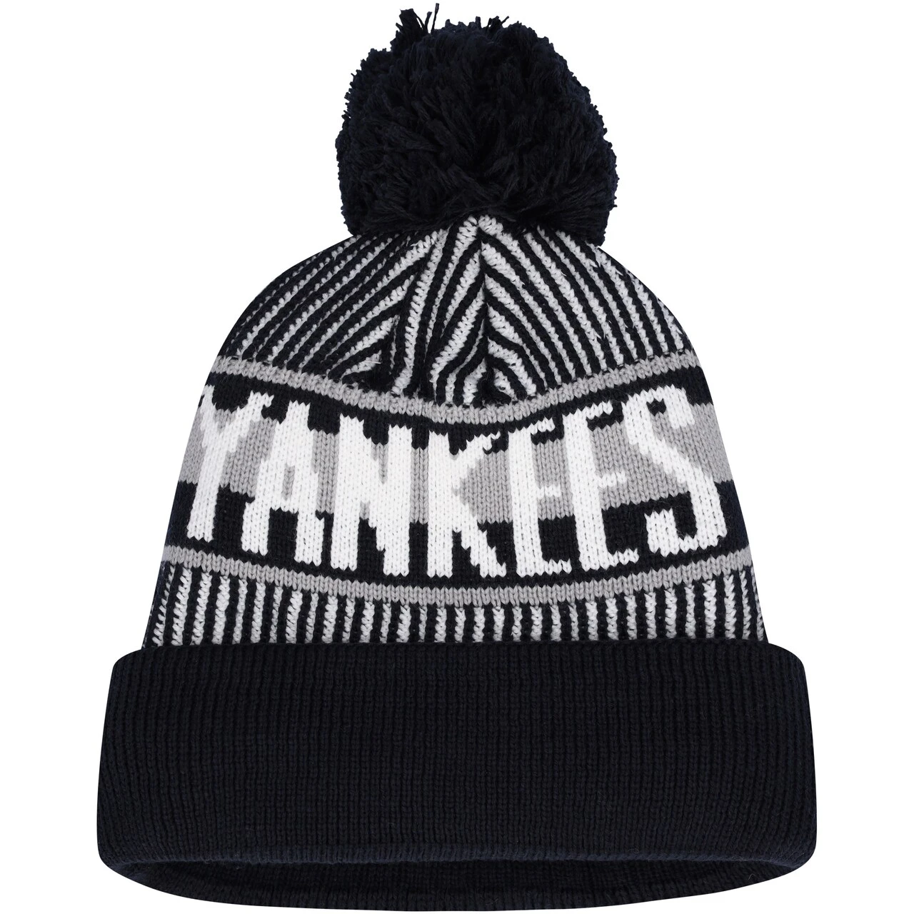 Youth New York Yankees New Era Navy Striped Cuffed Knit Hat With Pom 2 Youth New York Yankees New Era Navy Striped Cuffed Knit Hat With Pom - Image 2